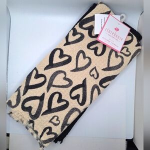 Black Heart cotton kitchen towels 3 pack waffle knit storehouse linens fringe
